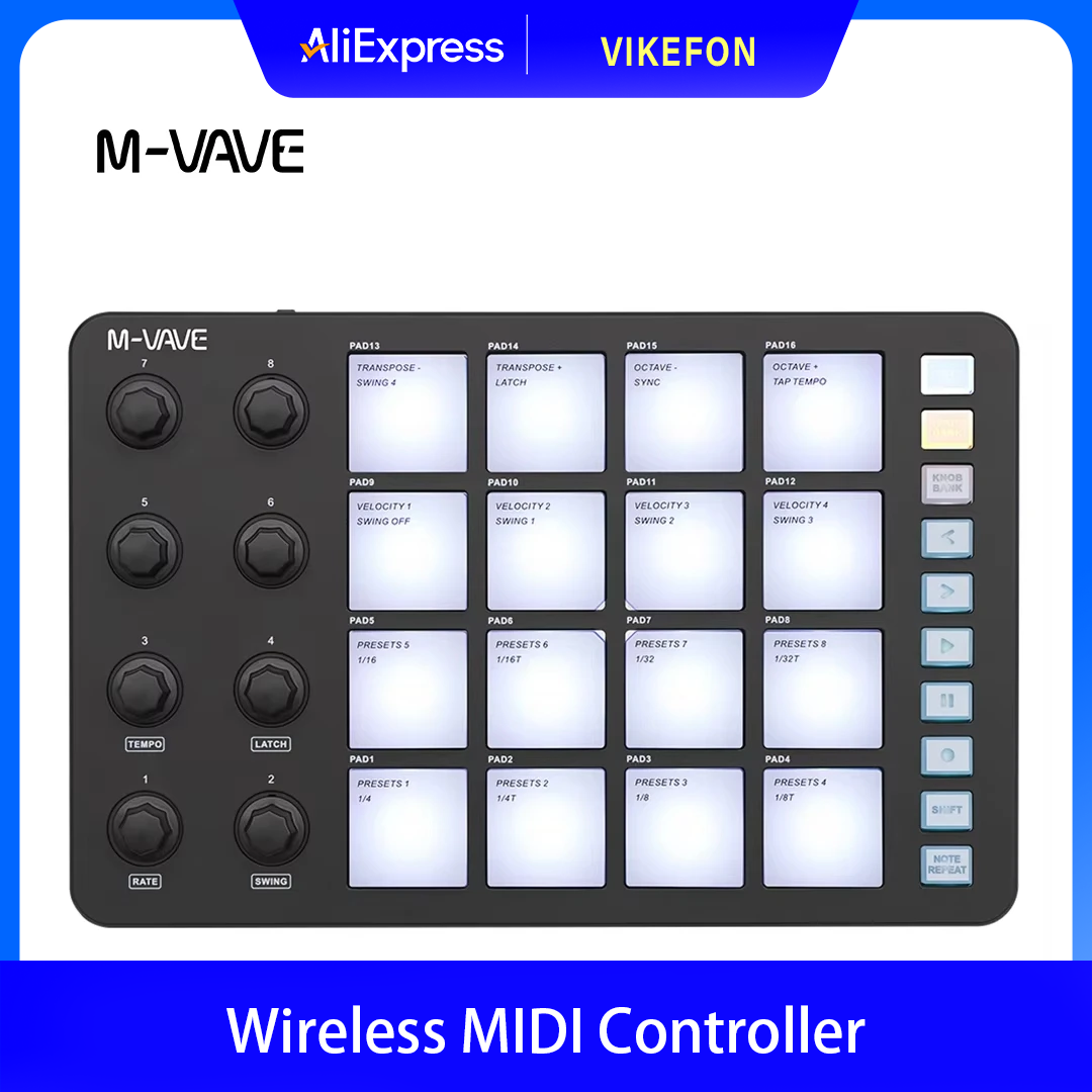 Midi Controller Pad - وحدة تحكم MIDI لاسلكية M-VAVE SMC-PAD