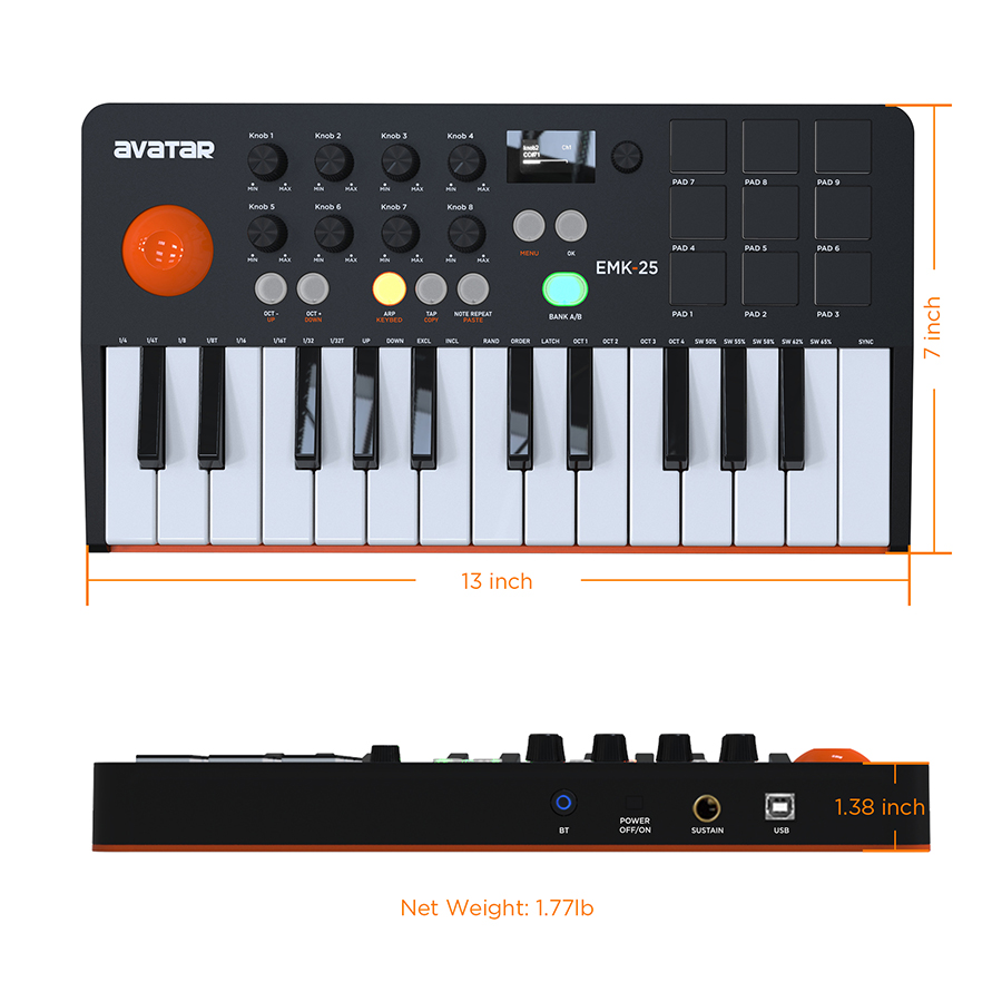 لوحة مفاتيح تحكم MIDI مع 25 مف - مراجعة Midi Controller Pad وسعره